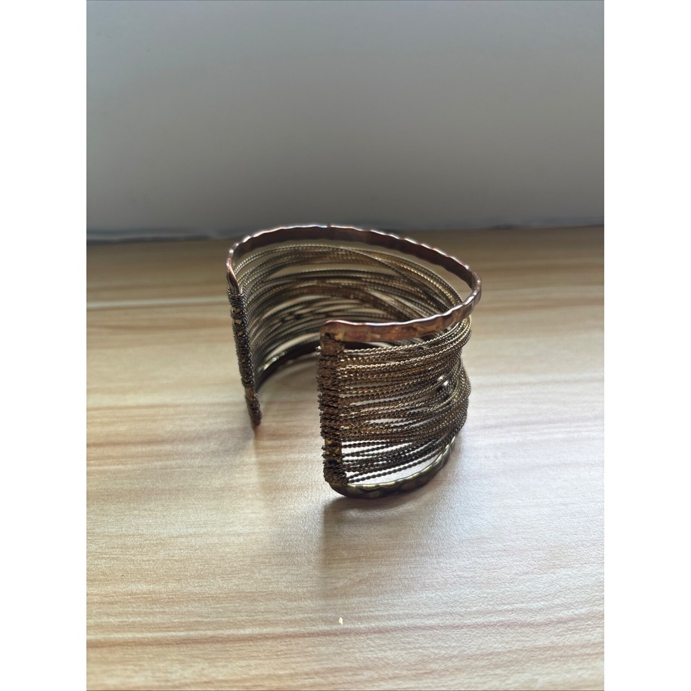 Boho Chic Gold Braid Cuff Bracelet Adjustable Open Bangle